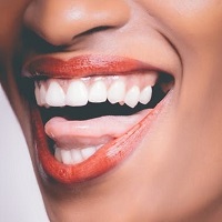 Close up of mouth showing teeth and tongue