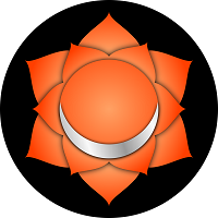 Sacral chakra represented by orange, 6-petal lotus