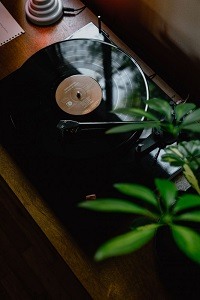 Music playing from a vinyl record