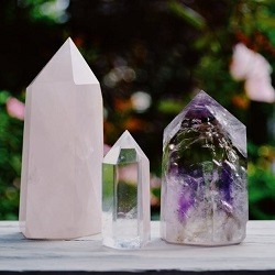 Set of three crystal healing wands